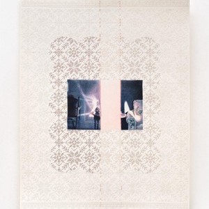 El Sofa, 76x56 cm. Lápiz a color y bordado sobre papel. 2024. US$1,900