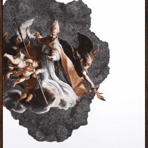 2023-El triunfo de San Agustín, Impresion de archivo invertida con tinta 120 x 100 cm.